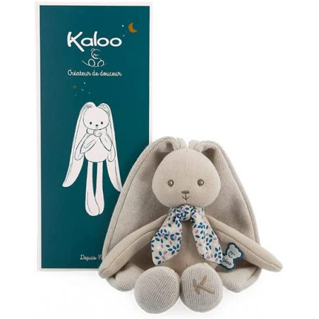 Lapinoo - Pantin Lapin - Peluche Bébé Bi-Matières Jersey et Tricot - 25 cm -Kaloo