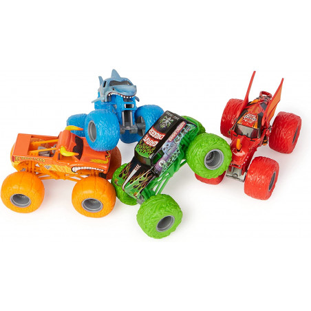 MONSTER JAM - PACK DE 4 VÉHICULES DIE CAST 1:64 - 4 Véhicules Authentiques Monster Trucks Officiels Show Monster Jam