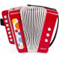 Janod - Accordéon à Soufflet Confetti - Jouet d'Imitation et d'Éveil Musical - Sangle de maintien - Rouge - dès 3 ans, J07620