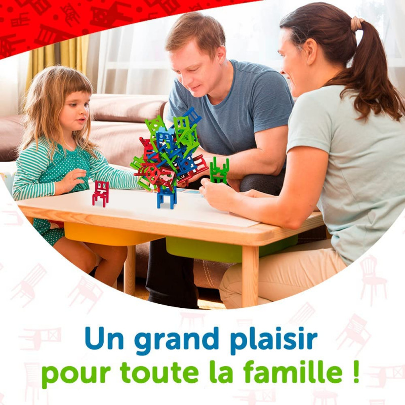 Trefl – Mistakos Chaises – Jeu D'adresse Familial à Empiler, 1-4 Joueurs, Dès 5 Ans