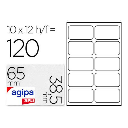 ÉTIQUETTE ADHÉSIVE APLI AGIPA ÉCOLIER 38.5X65MM POCHETTE 120 UNITÉS