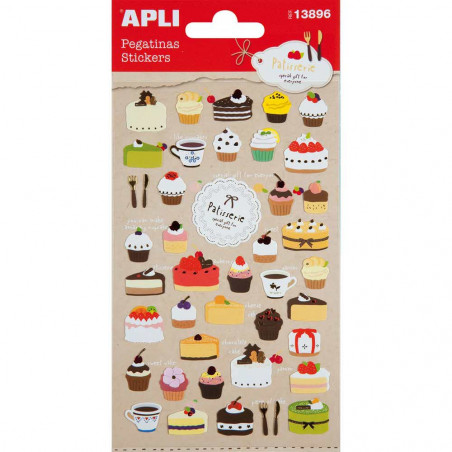 Stickers adhésifs - 42 pièces - gâteaux - APLI kids