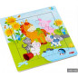 PUZZLE CADRE EN BOIS AMIS DES ANIMAUX - 9 PIECES