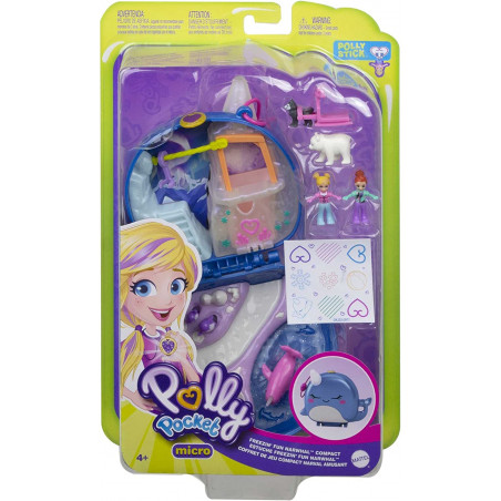 Polly Pocket Coffret Univers Le Voyage en Arctique, mini-figurines husky, ours, Polly et Lila, surprises et autocollants inclus