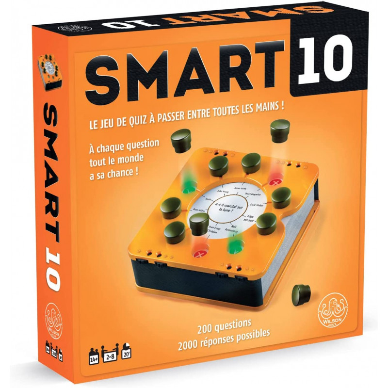 Smart 10 Version française | Jeu de Quiz Fun et Compact | Jeu de Quiz Nomade pour 2 à 8 Joueurs -  Wilson Jeux