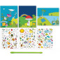 Décalcomanie Monde Imaginaire-3 Tableaux-Dès 3 Ans, CRE4094, Plusieurs Couleurs