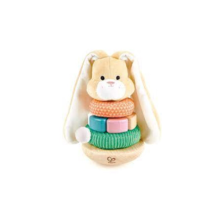 LAPIN À EMPILER EN BOIS ET TISSU
