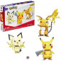 MEGA Pokémon 3 figurines évolutions de Pikachu à construire, jeu de briques de construction, 622 pièces