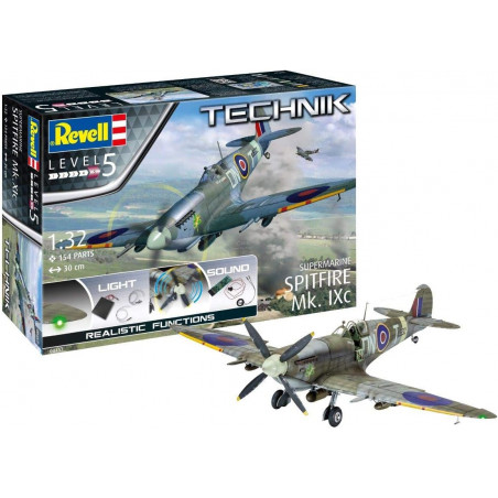 Maquette d'avion Supermarine Spitfire MK.Ixc avec lumière et Son à Construire, échelle 1/32 - Revell Tchnik 00457
