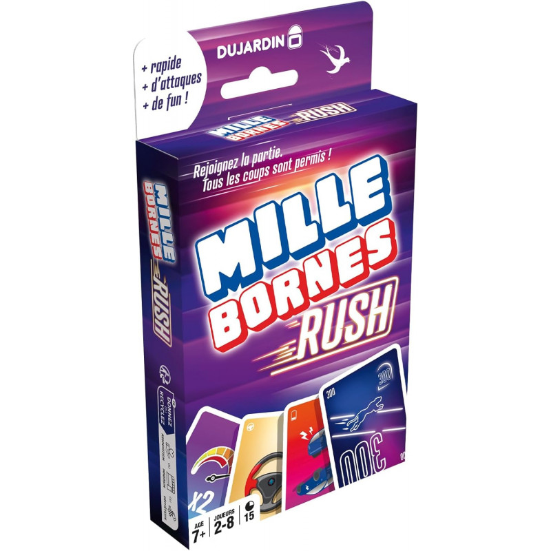 Mille Bornes Rush – Jeu de société – Dujardin – Jeu de cartes – Atteignez les 1000 bornes en premier Mille Bornes Rush – Jeu de société – Dujardin – Jeu de cartes – Atteignez les 1000 bornes en premier