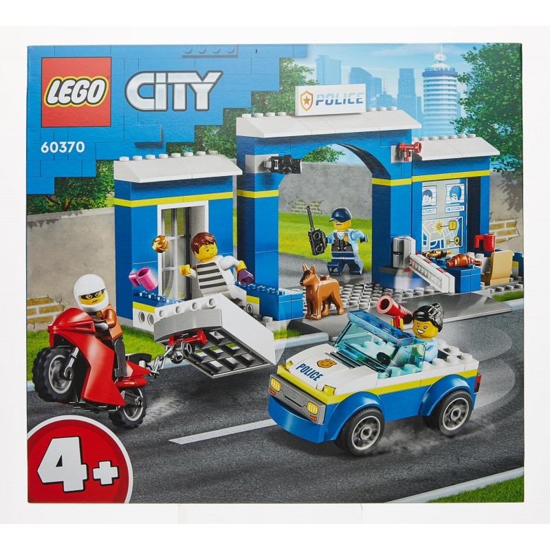 LEGO 60370 City La Course-Poursuite Au Poste De Police, Voiture Jouet Et Moto