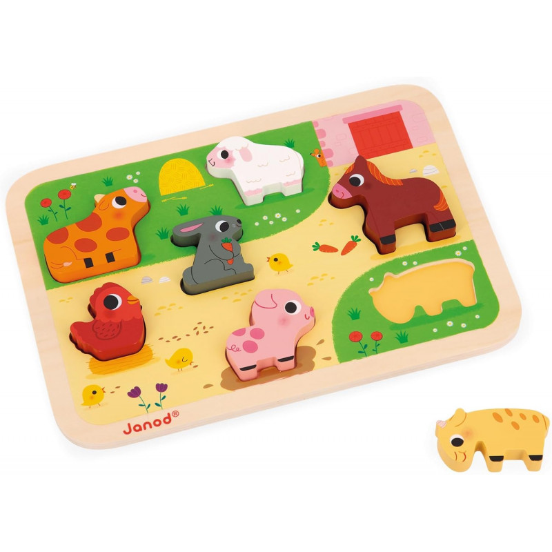 JANOD - Chunky Puzzle A La Ferme - Bois FSC - 7 pièces JANOD - Chunky Puzzle A La Ferme - Bois FSC - 7 pièces