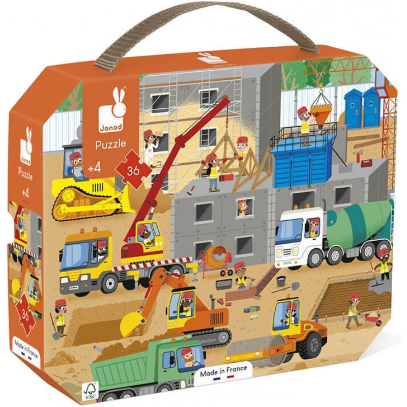 Janod - Puzzle Enfant Le Chantier 36 Pièces - Jeu Educatif Motricité Fine et Concentration Janod - Puzzle Enfant Le Chantier 36 Pièces - Jeu Educatif Motricité Fine et Concentration