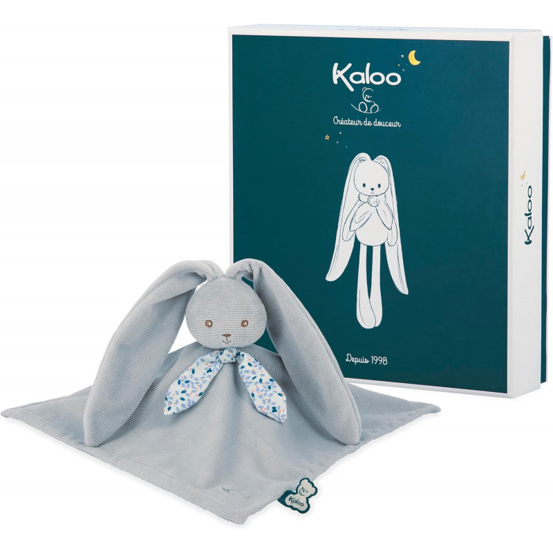 Kaloo - Lapinoo - Doudou Lapin Bleu - Peluche Bébé - Carré 30 x 30 cm