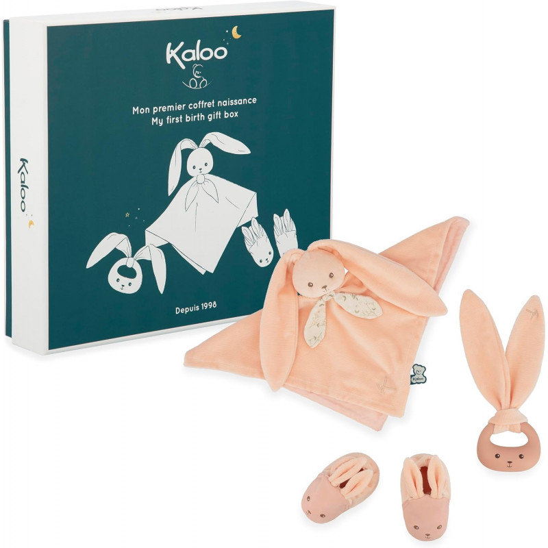 KALOO - Lapinoo - Coffret de Naissance - Couleur Pêche - 3 Accessoires Bébé