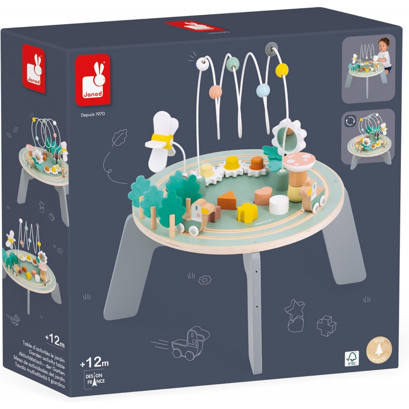Janod - Table d'Activités en Bois Sweet Cocoon - 9 Activités pour Enfants