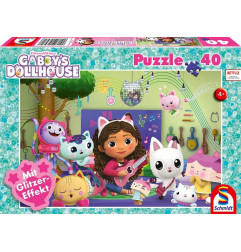 Gabby's Dollhouse, Puzzle Glizer MIAU-Zig, 40 pièces pour Enfants - Schmidt Spiele 56472