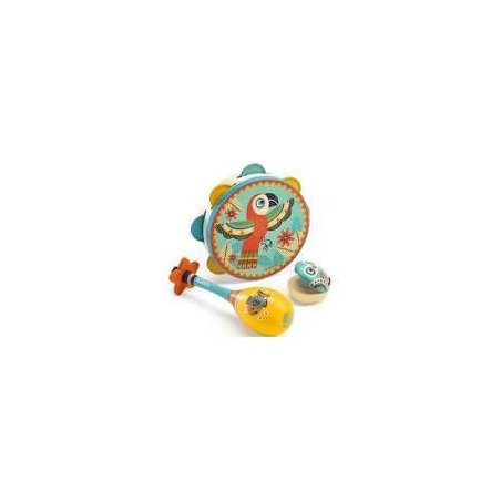 Animambo - Set de 3 instruments (Tambourin, Maracas, Castagnette) Djeco
