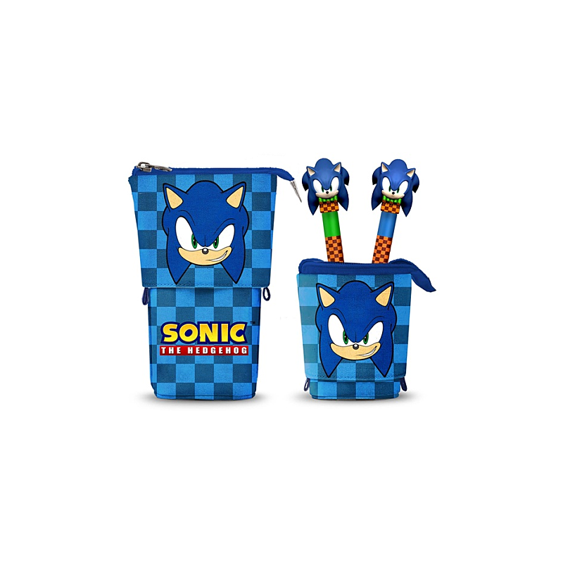 Pack Sonic Trousse verticale + 2 Stylos Encre Gel effaçables Topper 3D [17*11.5*7cm]
