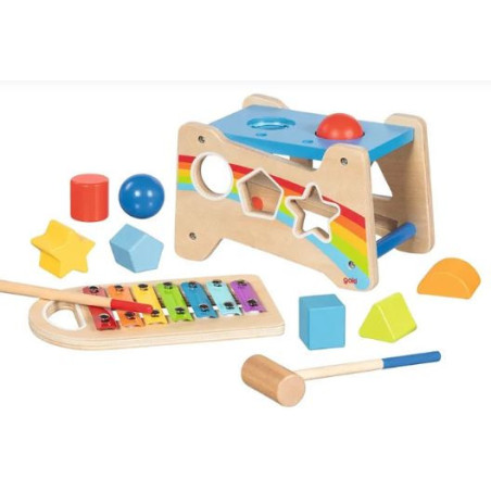 Banc à marteler et à encastrer avec xylophone - Goki