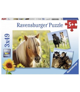 Ravensburger Pack de 3 Puzzles Adorables poneys 49 pièces, 08011