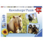 Ravensburger Pack de 3 Puzzles Adorables poneys 49 pièces, 08011