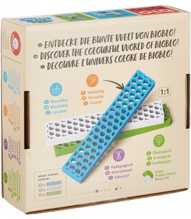 Bioblo Mini Box Blanc Vert Bleu 40 Briques - 40 Briques 3 Couleurs