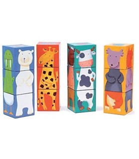 12 Cubes Animaux Couleurs - Djeco - 21528