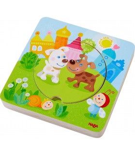 Puzzle en bois multicolore
