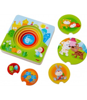 Puzzle en bois multicolore