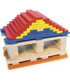 Batibloc - Petit Bâtisseur Couleur - 100 Pièces - Vilac - 2125 - Jeu de Construction - Hêtre Massif du Jura