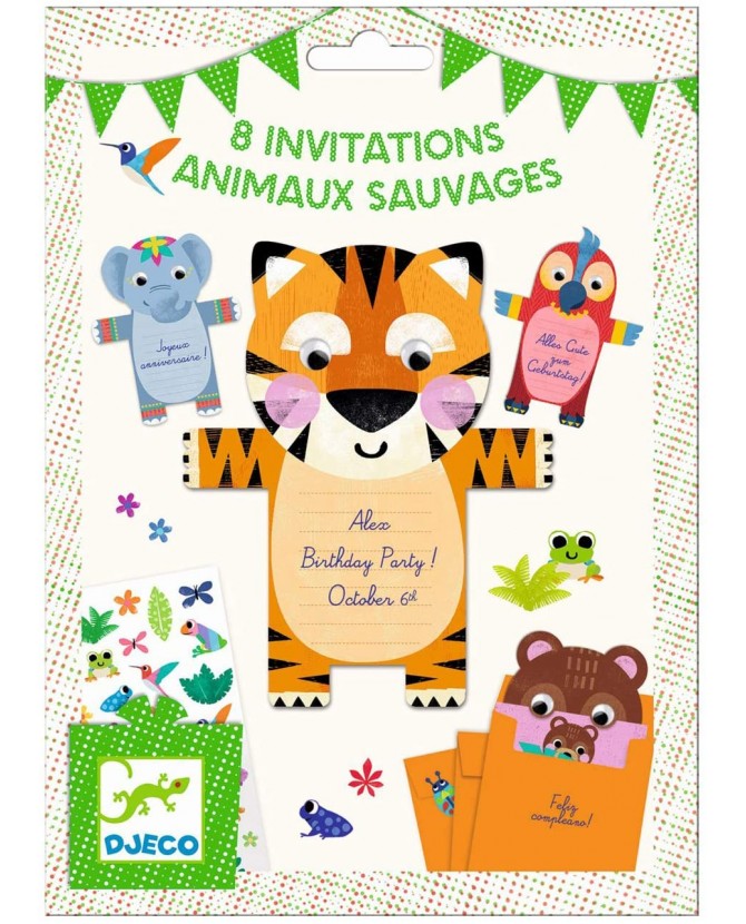 Cartes d Invitation Animaux Sauvages - Djeco