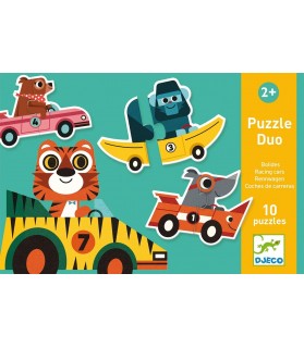 Puzzle Duo Bolides, 38148 - Djeco- Educativos