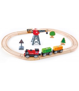Circuit de Train de Marchandises - Hape - E3731 - Jouet en Bois - Circuit de Train