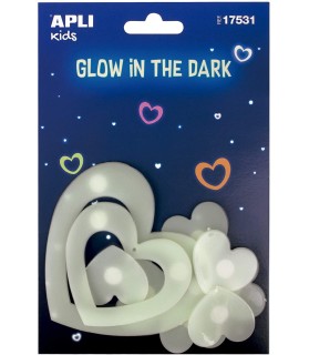 Lot de 9 autocollants luminescents en forme de cœur
