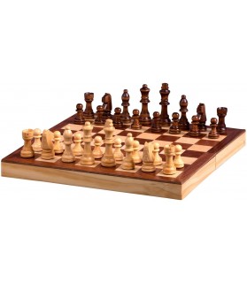 Jeu d'échec en bois 28cm - Cassette d'échecs aspect livre - Piatnik 6906