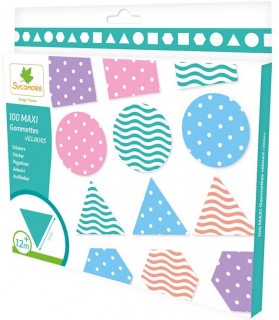 100 Maxi Gommettes autocollantes - Texture Velours - Dès 12 mois -  Kit Loisirs Créatifs Enfants