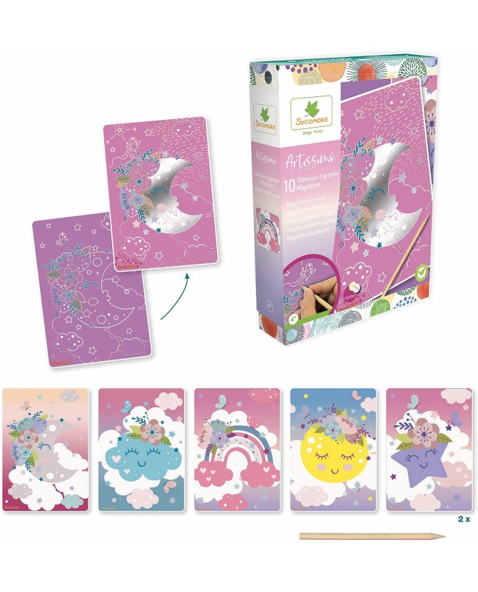 Sycomore-CREA012 Artissimo-10 Tableaux Paillettes-Fées-Loisirs Créatifs Enfant-Dès 4 Ans-Sycomore-CREA012, CREA012, Plusieurs Couleurs