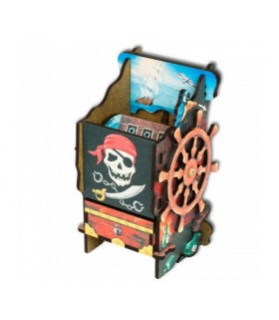Tour lanceur de dés Pirate 14 cm en bois