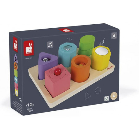 Puzzle 6 Cubes Sensoriels en Bois I Wood - Janod