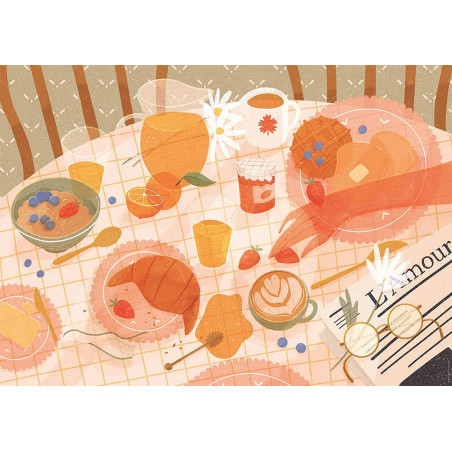 Puzzle 1500 pièces-Le Petit-déjeuner/Florence Sabatier -  Nathan