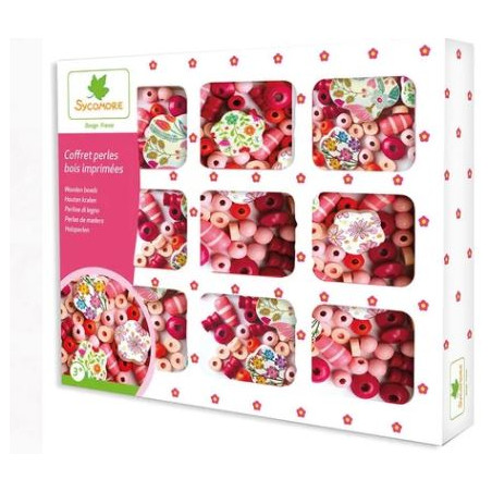 COFFRET PERLES BOIS IMPRIMEES