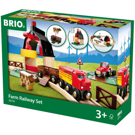 Circuit de la ferme - Coffret complet de 20 pièces avec grue aimantée et animaux -  Brio World - 33719