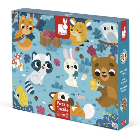 Puzzle Tactile Enfant les Animaux de la Forêt 20 Pièces dont 7 Texturées - Janod