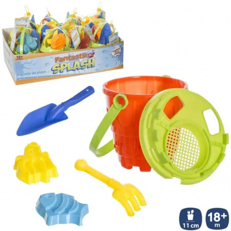 Sceau + Pelle + Accessoires de plage 11cm
