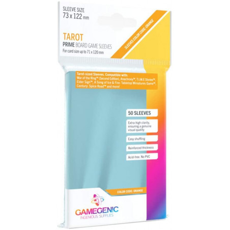 Prime Tarot-Sized Sleeves 73 x 122 mm (50), Couleur Claire -  GAMEGEN!C
