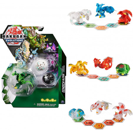 BAKUGAN EVOLUTIONS - STARTER PACK SAISON 4 - 3 Billes Bakugan Avec 6 BakuCores Et 7 Cartes Collection