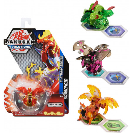BAKUGAN EVOLUTIONS - PACK 1 BAKUGAN DIE-CAST SAISON 4 - 1 Bille Bakugan en Métal Avec 2 BakuCores Et 2 Cartes Collection
