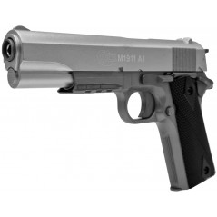 CyberGun Pistolet à Billes Airsoft- Colt 1911 hpa Bicolor modèle à  Ressort(Spring)-Couleur:Noir/Argent-Culasse métal-Puissance 0.5 Joule :  : Sports et Loisirs