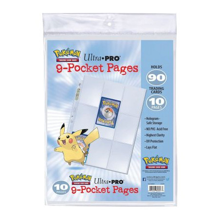 Ultra PRO Pokémon - Feuilles de classeur | Accessoire cartes à collectionner | 10 pages | 9 pochettes | Capacité 180 cartes